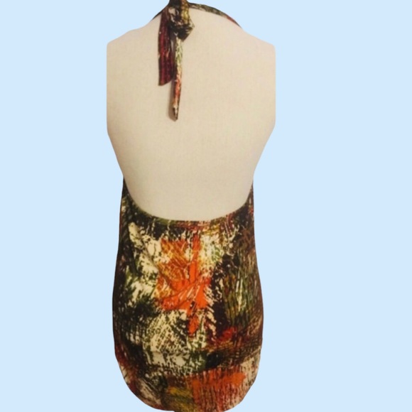 Dots Brown Multi Color V-Neck Beaded Halter Tunic Top NWT - Picture 3 of 9